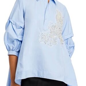 NWT Nancy Yang Beaded Puff Sleeve Shirt (S)